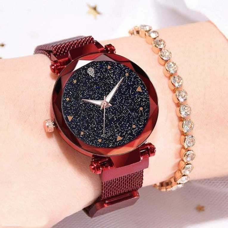 Exclusive Metal Watch for Women, Cherry Strap, 27mm Dial