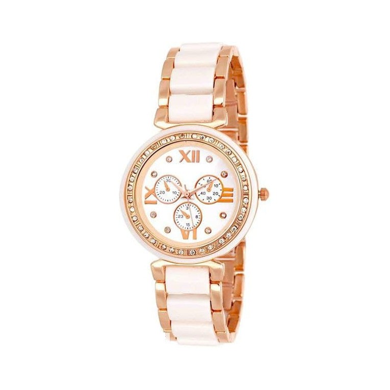 Women's Stainless Steel Latest Design Watch, White and Gold, 20mm Dial